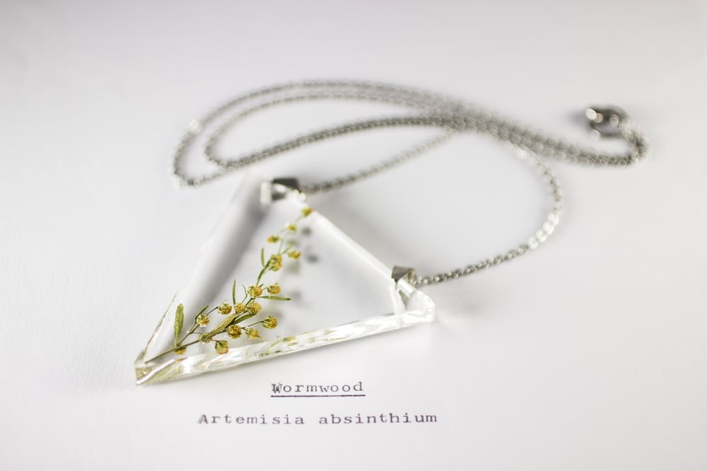 Image of Wormwood (Artemisia absinthium) - Triangular Pressed Pendant #2