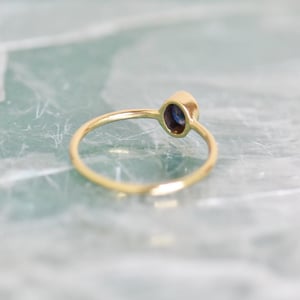 Image of Phan Thiet Blue Sapphire oval cut 14k gold ring