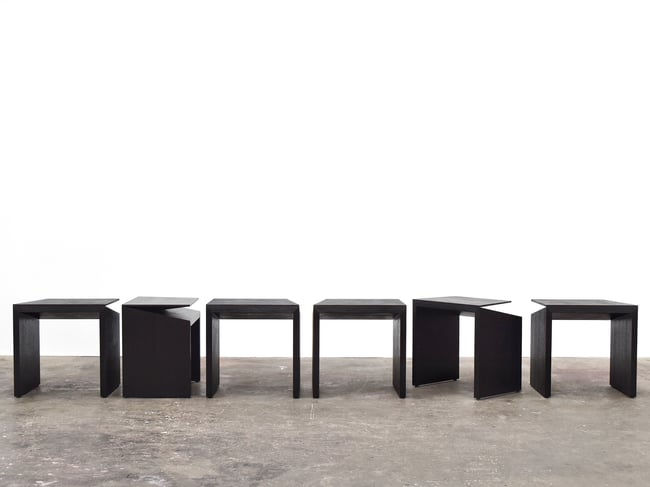 CLIPPED WING 450MM STOOL/SIDE TABLE IN TORCHED TASMANIAN OAK