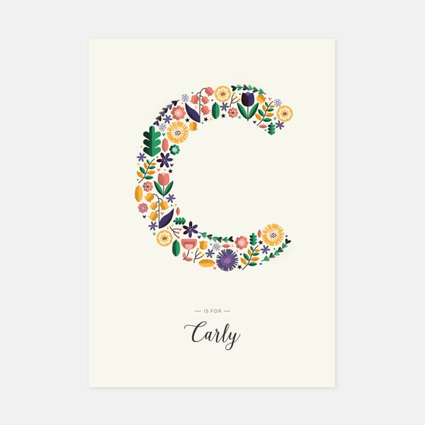 Image of A-Z Personalised Letter Print (Cream)