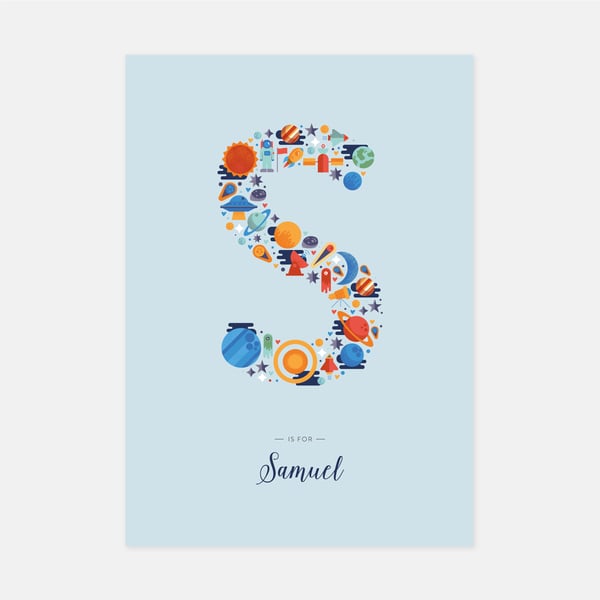 Image of A-Z Personalised Letter Print (Blue)