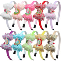 Bow Headband Children Spring Head Hoop Rainbow 3 Inch 