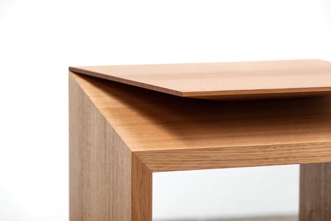 CLIPPED WING 450MM STOOL/SIDE TABLE IN TASMANIAN OAK