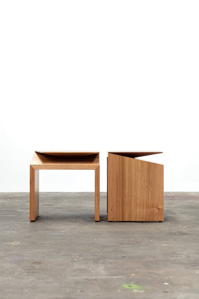 CLIPPED WING 450MM STOOL/SIDE TABLE IN TASMANIAN OAK