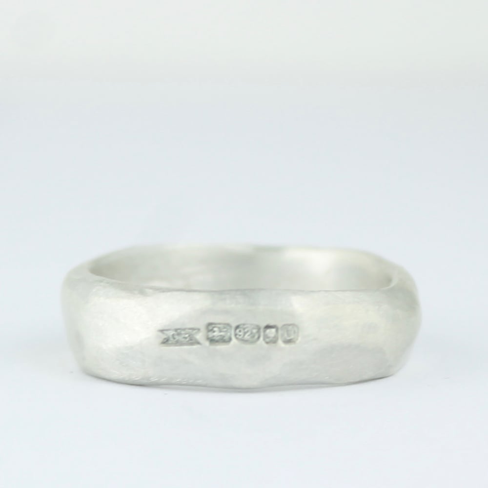 Image of mans / larger sizes organic ring in silver