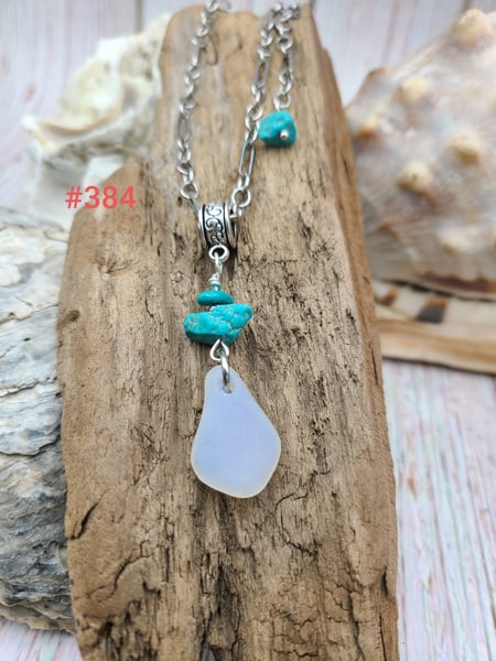 Image of Sea Glass- Turquoise- Necklace # 384