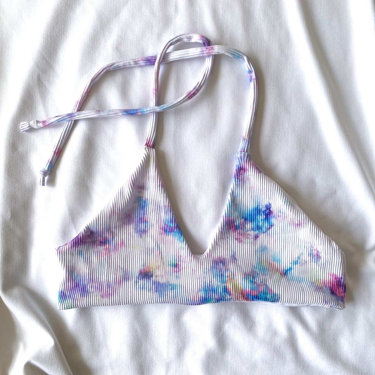 Image of LIMITED SAMPLE HALTER ACTIVE : AFTER THE RAIN RIBBED X WHITE 