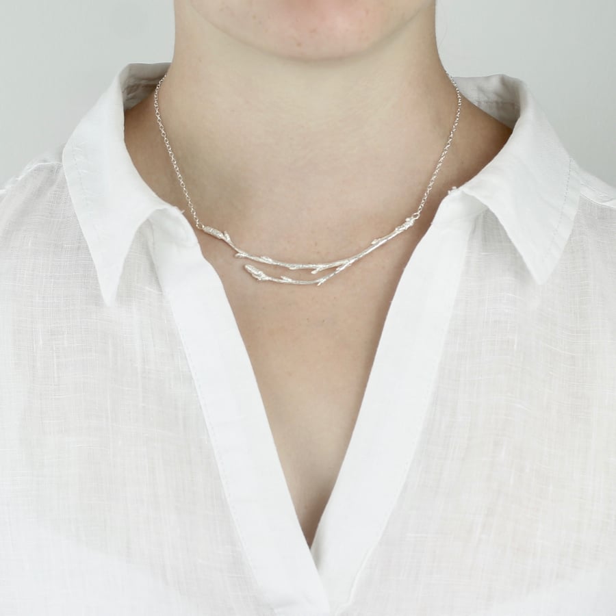 Image of silver Arctic twig necklace