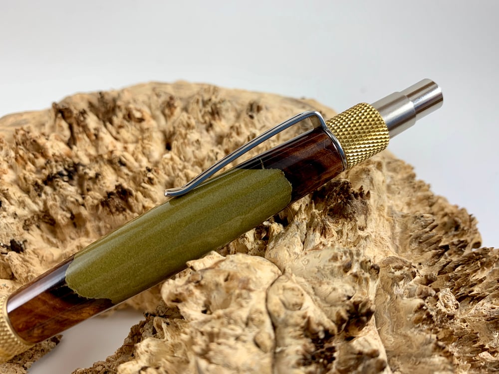 Image of Honduran Rosewood Burl & Brass Duraclick EDC Ballpoint Pen 