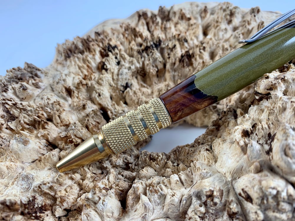 Image of Honduran Rosewood Burl & Brass Duraclick EDC Ballpoint Pen 