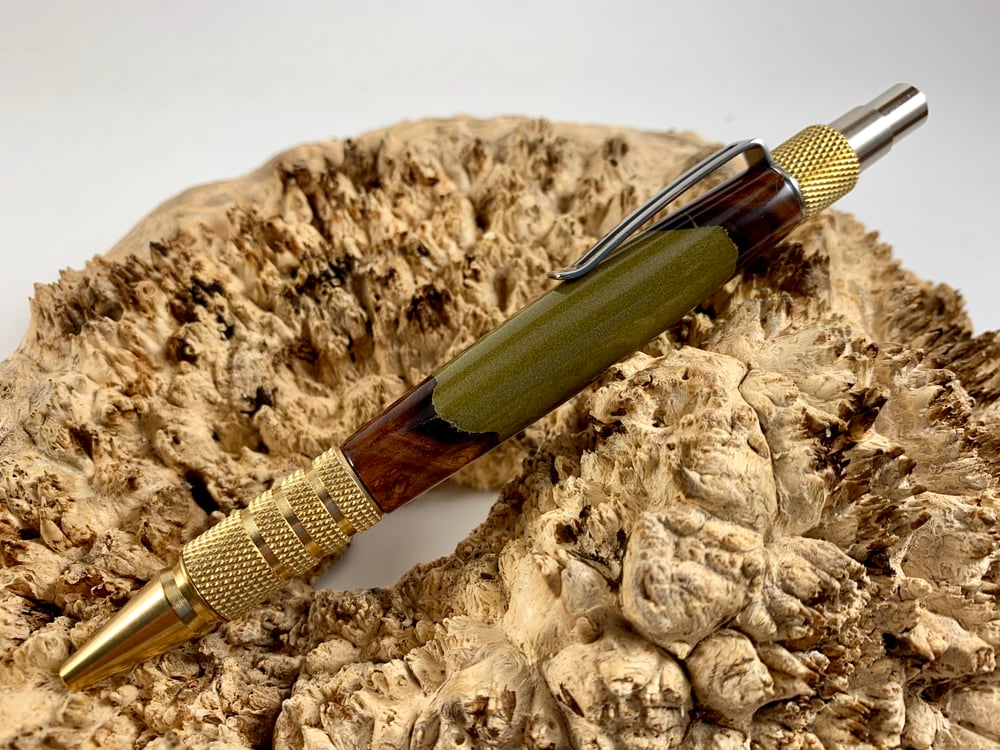 Image of Honduran Rosewood Burl & Brass Duraclick EDC Ballpoint Pen 
