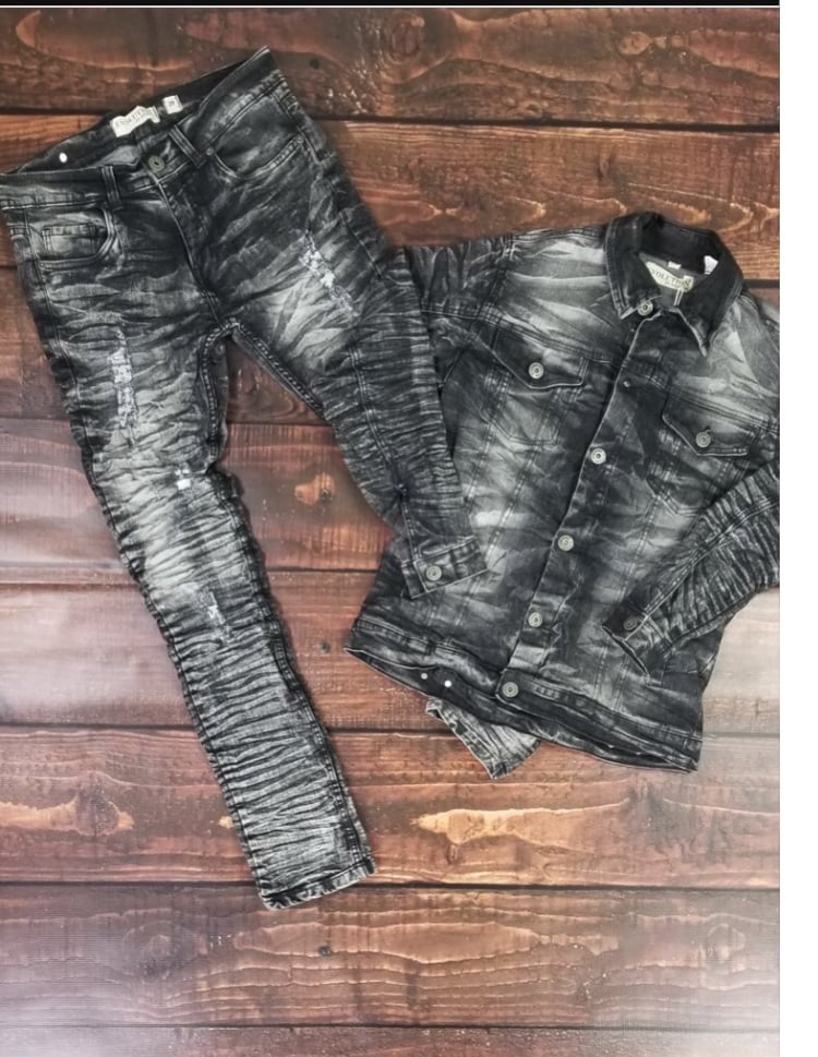 denim jeans and jacket set mens