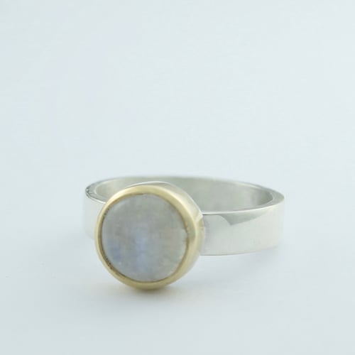 Image of medium moonstone ring with gold setting