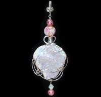 Image 3 of Angel Aura Drusy Geode Pendant with Venetian Glass Beads