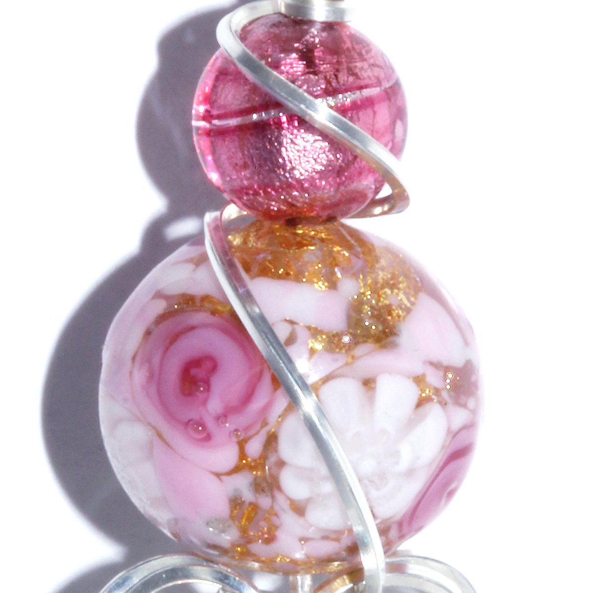 Angel Aura Drusy Geode Pendant with Venetian Glass Beads