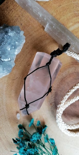 Image of Extra large rose quartz wand necklace 