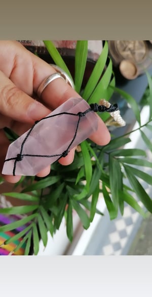 Image of Extra large rose quartz wand necklace 