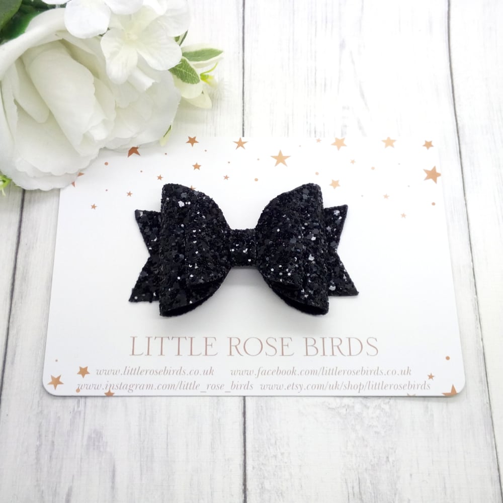 Black Glitter Bow - Choice of Size