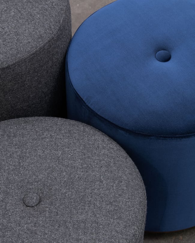 LINA OTTOMAN - VELVET WITH SOLID TASMANIAN OAK BASE