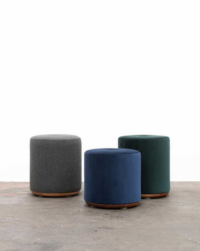 LINA OTTOMAN - VELVET WITH SOLID TASMANIAN OAK BASE