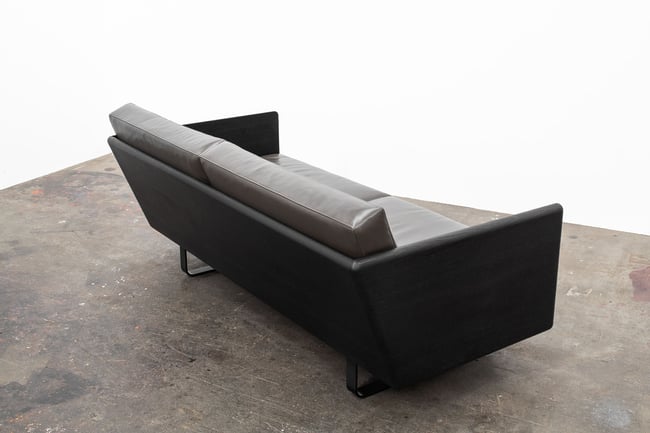 CLOVER COUCH IN TORCHED TASMANIAN OAK WITH ROGUE LEATHER