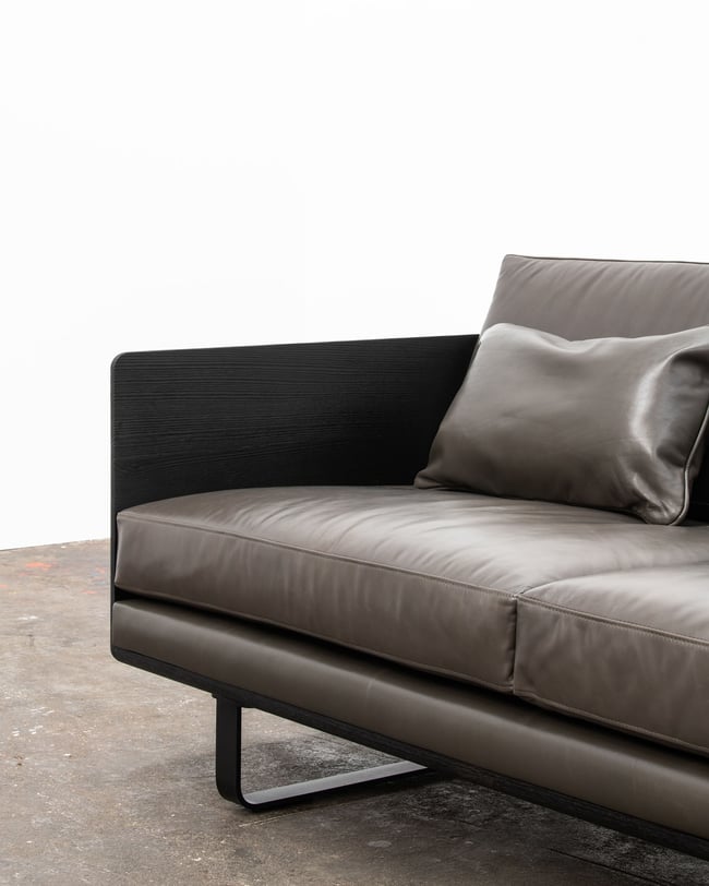 CLOVER COUCH IN TORCHED TASMANIAN OAK WITH ROGUE LEATHER