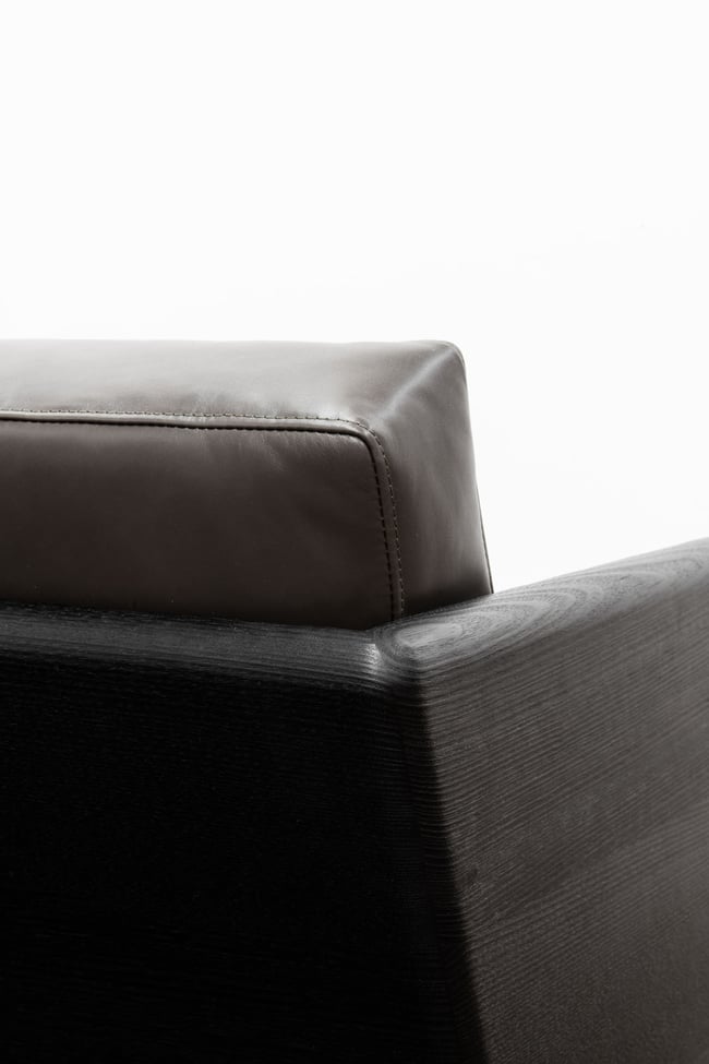 CLOVER COUCH IN TORCHED TASMANIAN OAK WITH ROGUE LEATHER