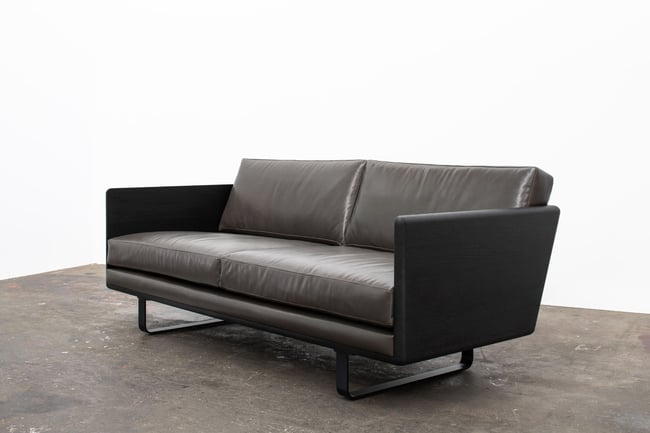 CLOVER COUCH IN TORCHED TASMANIAN OAK WITH ROGUE LEATHER