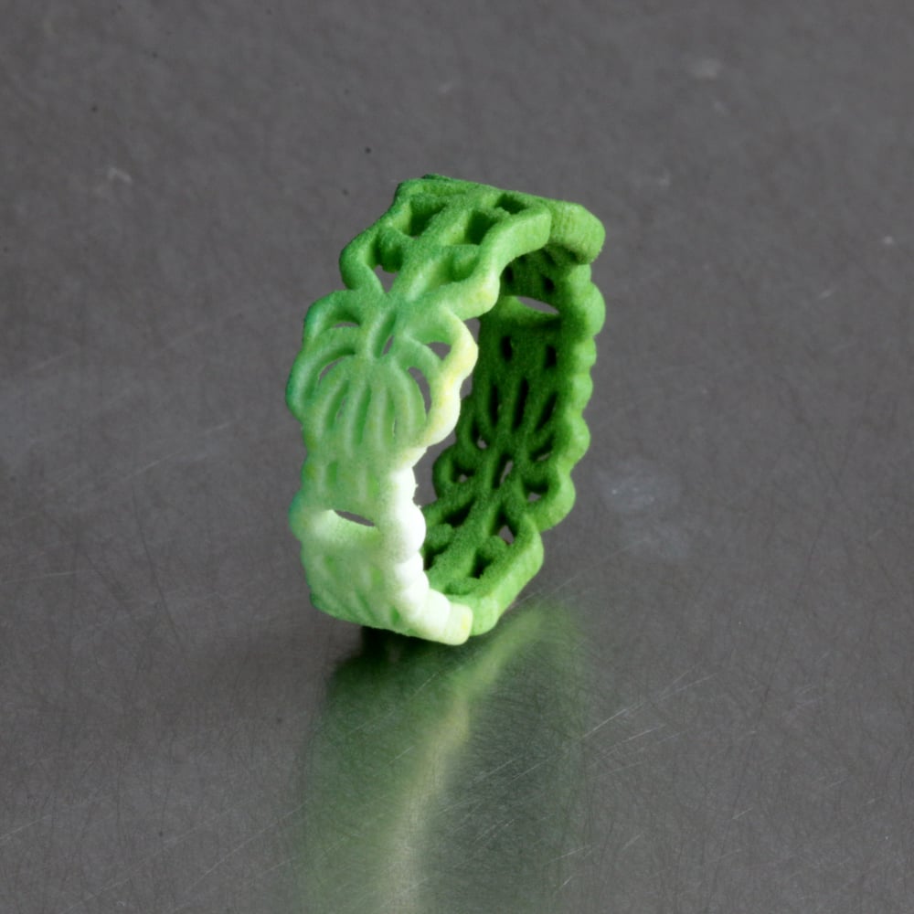 Image of 3D printed ring FLORAL green