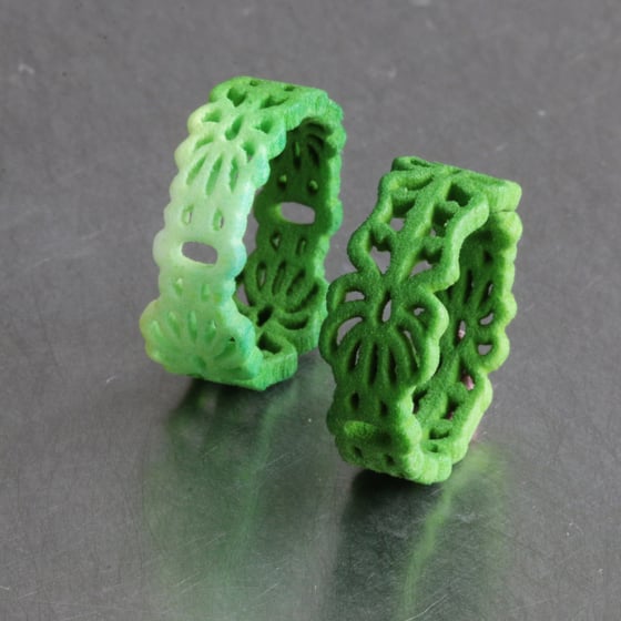 Image of 3D printed ring FLORAL green