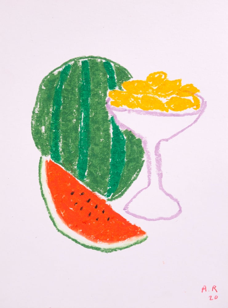 Image of Still Life - Watermelon and Ceramic with Lemons