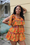 African Print Tiered Ruffle Dress 