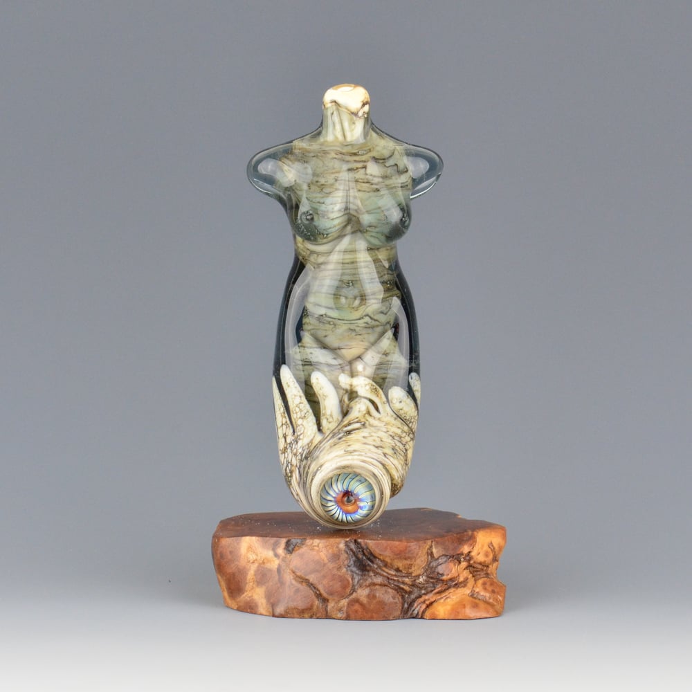 Image of XXL. Slate Blue Goddess - Lampwork Sculpture Bead