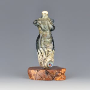 Image of XXL. Slate Blue Goddess - Lampwork Sculpture Bead
