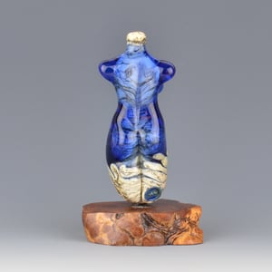 Image of XXL. Sapphire Goddess - Flamework Glass Sculpture Bead 