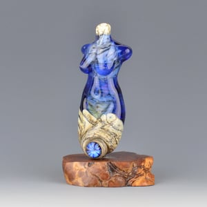 Image of XXL. Sapphire Goddess - Flamework Glass Sculpture Bead 