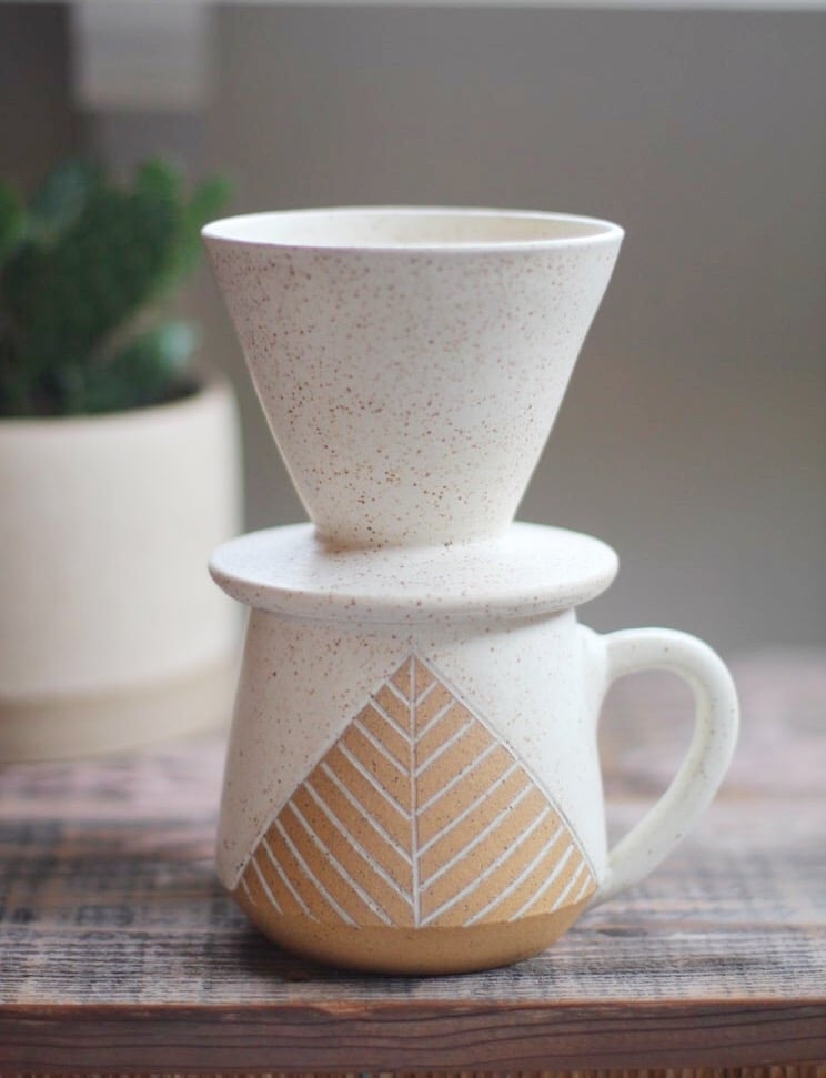 Image of White Pyramid Coffee Pour-Over Set