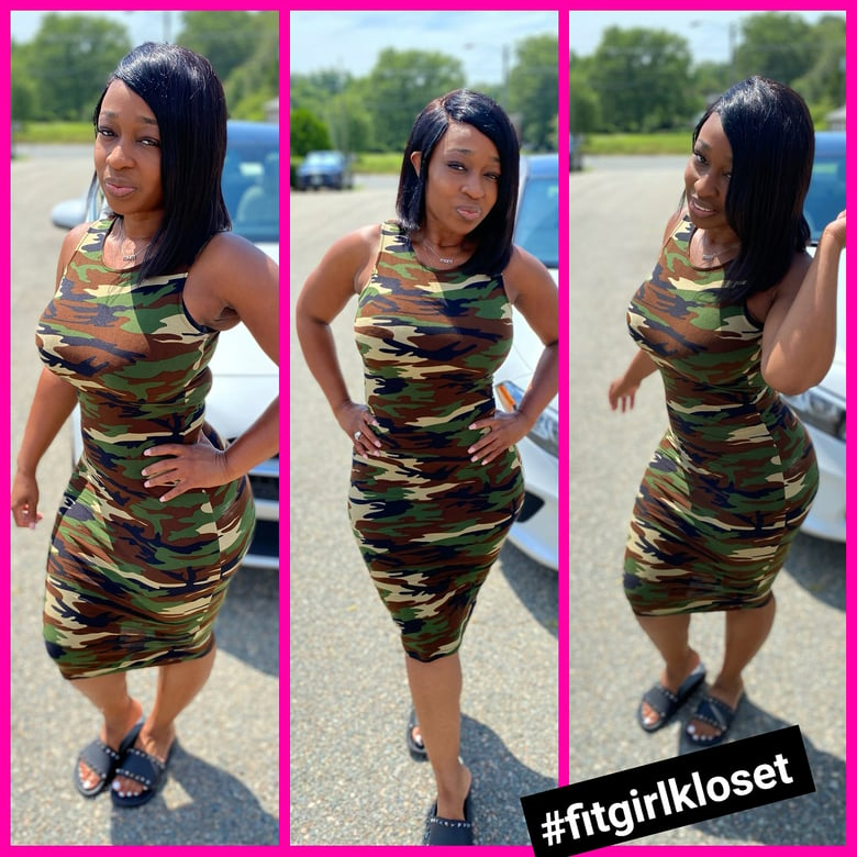 Image of Green Camo Sleeveless Dress