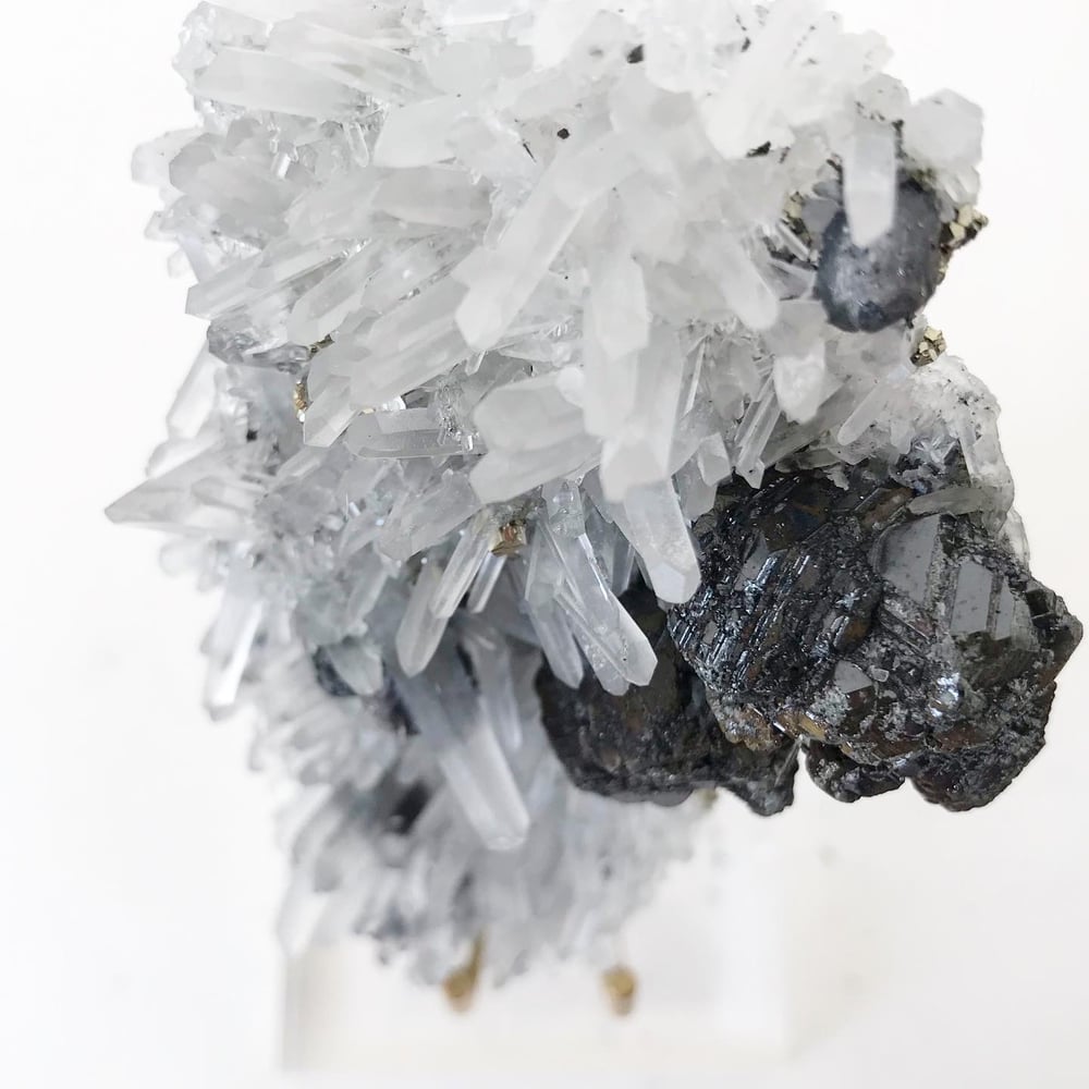 Image of Quartz/Pyrite/Galena no.05 + Lucite and Brass Stand