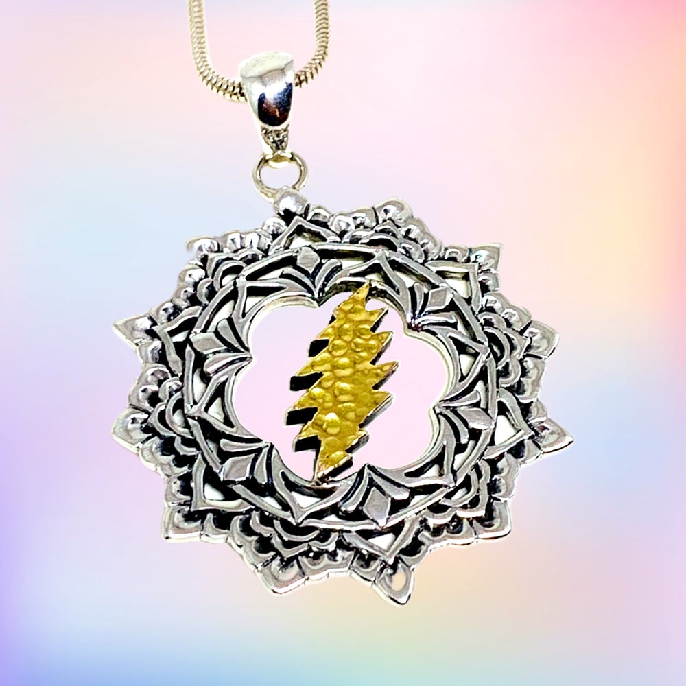 Image of Lotus Bolt Pendant with 18k Gold