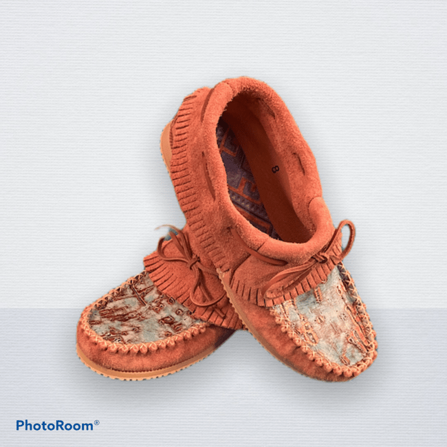 Short Moosehide "rough-out"  Blue Driftwood Mocs - Womens