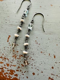 Image 3 of blue topaz pearl and citrine dangle earrings