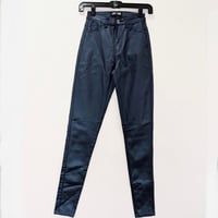 Image 2 of Women’s JC & JQ Navy Blue Shimmery Coated Skinny Jeans