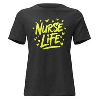 Image 6 of Nurse Life Shirt – Yellow Graffiti Nurse T-Shirt Bold Paint Stroke Women’s Graphic Tee