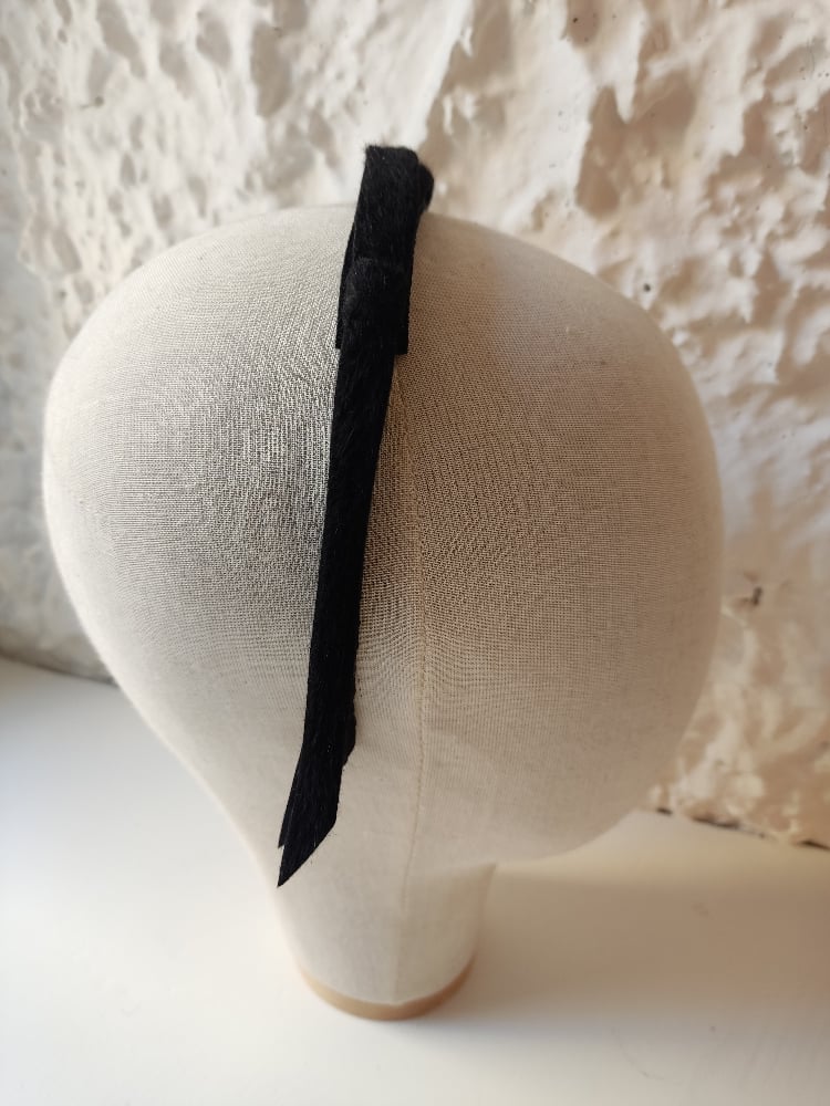 Image of Cerchietto fiocchetto sottile feltro nero