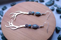 Image 3 of Opal & Turquoise Antler Earrings 