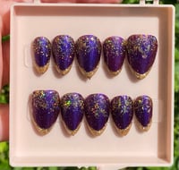 Image 1 of Purple and Gold Midnight Gel Nail Set