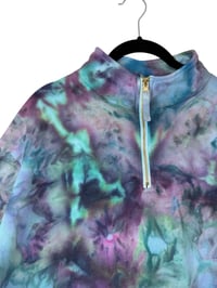 Image 5 of L Ladies Half-Zip Pullover in Mermaid Watercolor Ice Dye