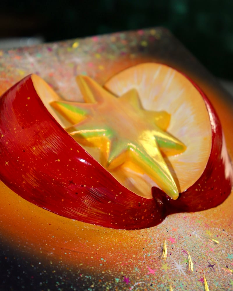 Image of APPLE CORE ✧ Original 3D Mixed Media Painting