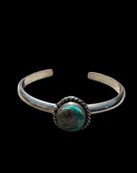 Image 3 of Ride the Sky 6ga Sterling Silver Stacker Cuff w/Kingman Turquoise 6-6.25”
